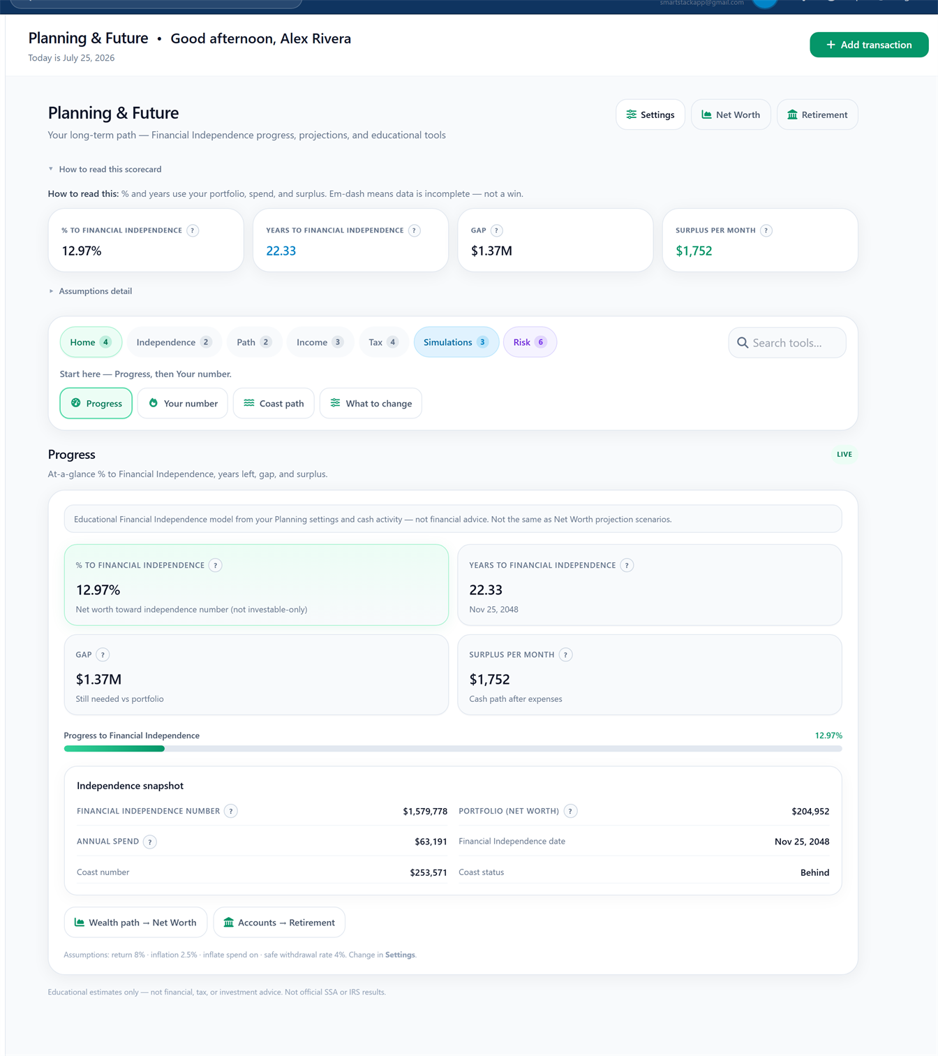 SmartStack planning surface (full tab, demo data)